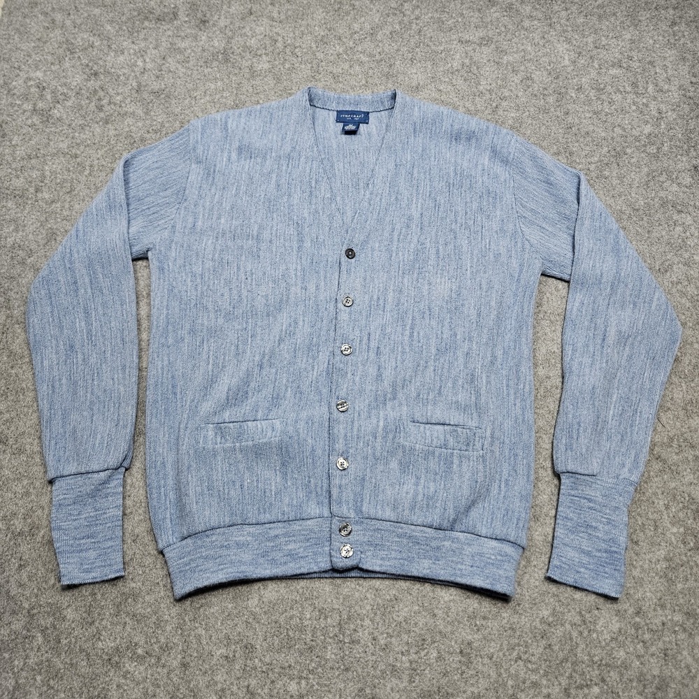 Vintage Towncraft Cardigan XLT Blue‎ Mr. Rogers Grandpa Sweater Made in USA